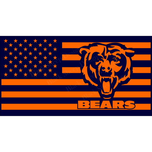 Chicago Bears Flag SVG - Cricut - Laser - Silhouette - CNC